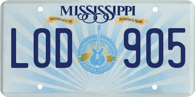 MS license plate LOD905