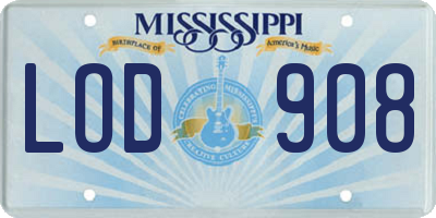MS license plate LOD908