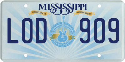 MS license plate LOD909
