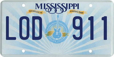 MS license plate LOD911