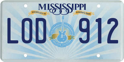 MS license plate LOD912