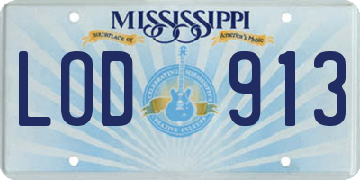MS license plate LOD913