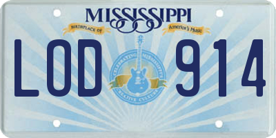 MS license plate LOD914
