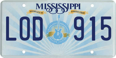 MS license plate LOD915