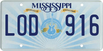 MS license plate LOD916