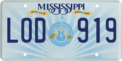 MS license plate LOD919