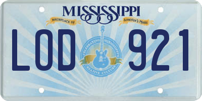 MS license plate LOD921
