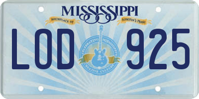 MS license plate LOD925