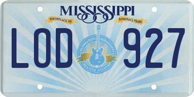 MS license plate LOD927