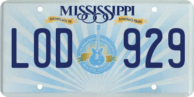 MS license plate LOD929