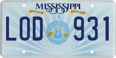MS license plate LOD931