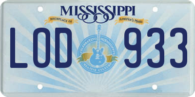 MS license plate LOD933