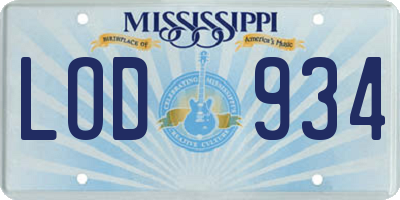 MS license plate LOD934
