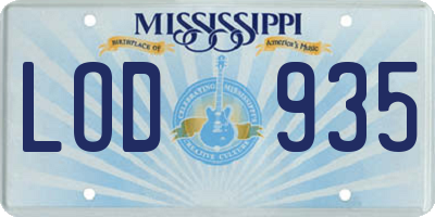 MS license plate LOD935