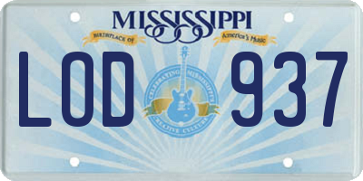 MS license plate LOD937