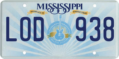 MS license plate LOD938