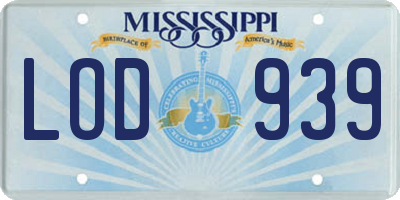 MS license plate LOD939