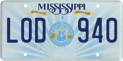 MS license plate LOD940