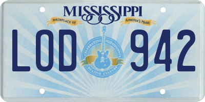 MS license plate LOD942