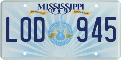 MS license plate LOD945
