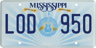 MS license plate LOD950