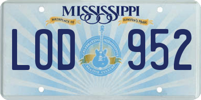 MS license plate LOD952