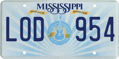 MS license plate LOD954