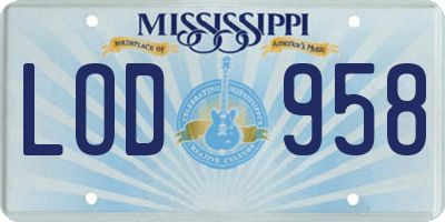 MS license plate LOD958