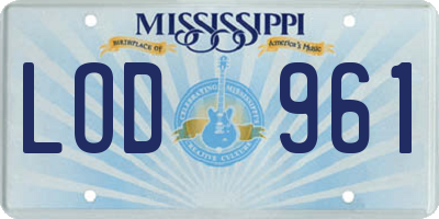 MS license plate LOD961