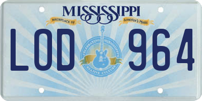 MS license plate LOD964