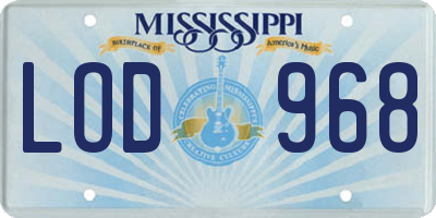 MS license plate LOD968