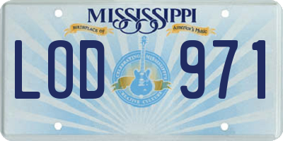 MS license plate LOD971