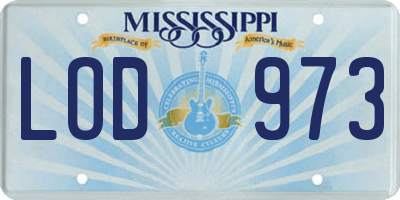 MS license plate LOD973