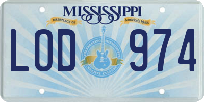 MS license plate LOD974