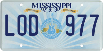 MS license plate LOD977
