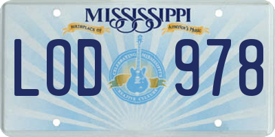 MS license plate LOD978