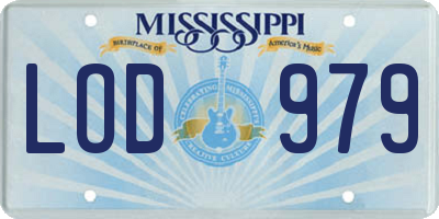 MS license plate LOD979