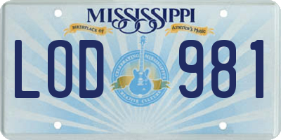 MS license plate LOD981