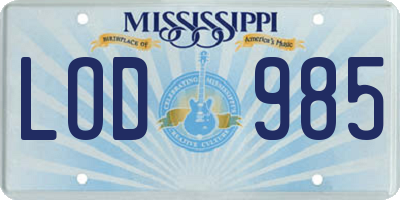 MS license plate LOD985