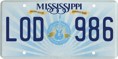 MS license plate LOD986