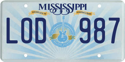 MS license plate LOD987