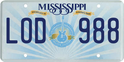 MS license plate LOD988