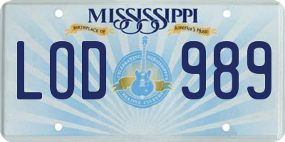 MS license plate LOD989