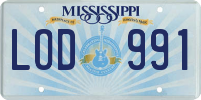 MS license plate LOD991
