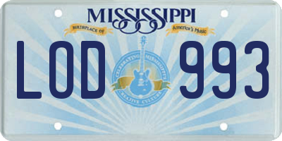 MS license plate LOD993