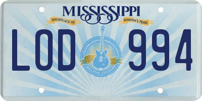 MS license plate LOD994