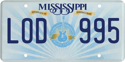 MS license plate LOD995