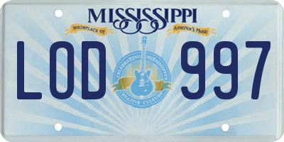 MS license plate LOD997