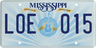 MS license plate LOE015