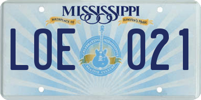 MS license plate LOE021
